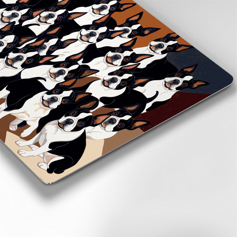 «Dogs Boston Terrier», art mural en métal mauve, H 8 po x l 10 po