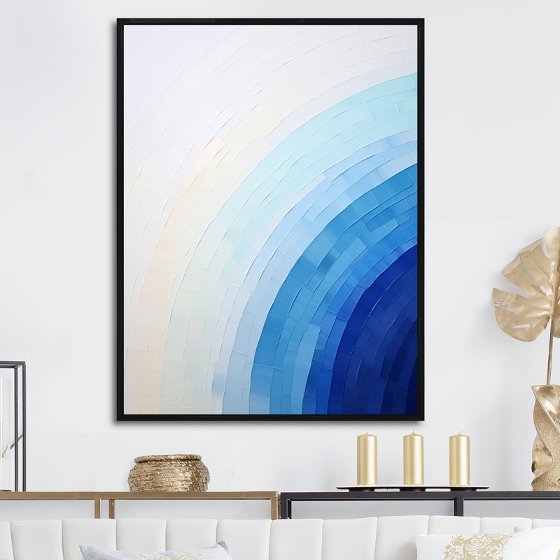 Arc bleu et blanc de la simplicité, H 32 po x l 24 po x P 1 po, Cadre flottant noir
