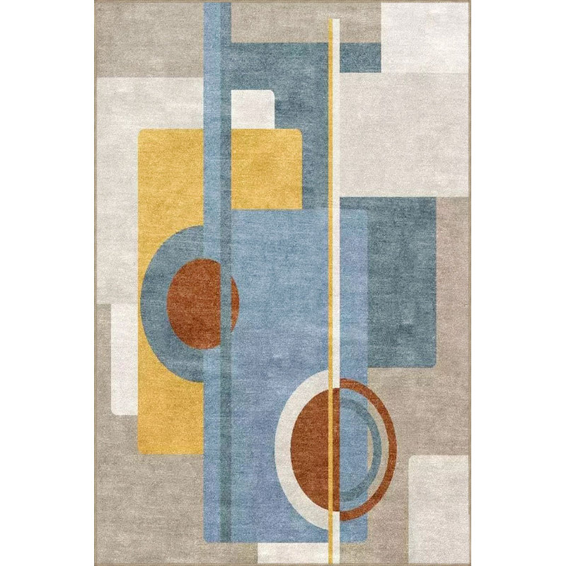 Tapis décoratif coloré à rayures coloré lavable à la machine, Sous-tapis rectangulaire 4 pi 7 po x 6 pi 7 po inc