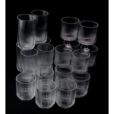 Defeis 18 Piece Ribbed Acrylic Assorted Glassware Set