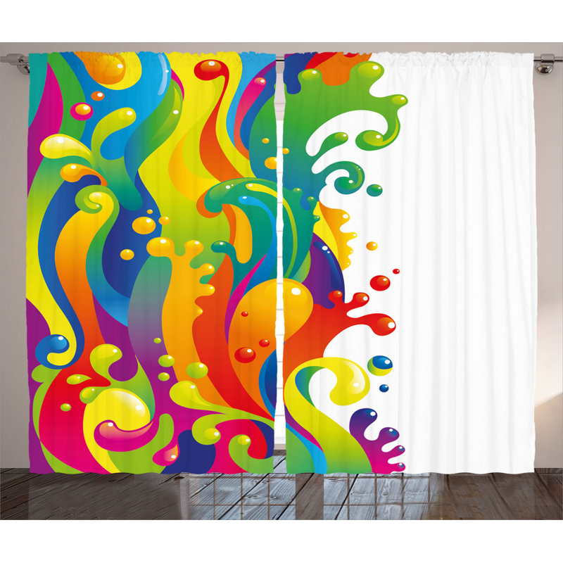 Psychedelic Semi-Sheer Rod Pocket Curtain Panels, 54" x 108"