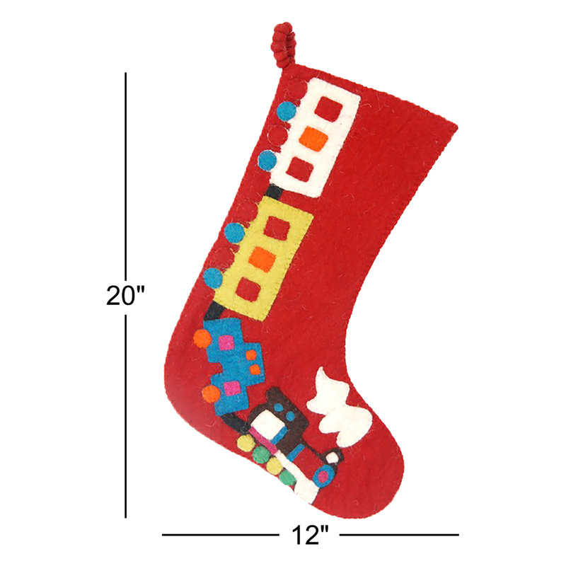 Toy Train Christmas Stocking, 20" H x 12" W