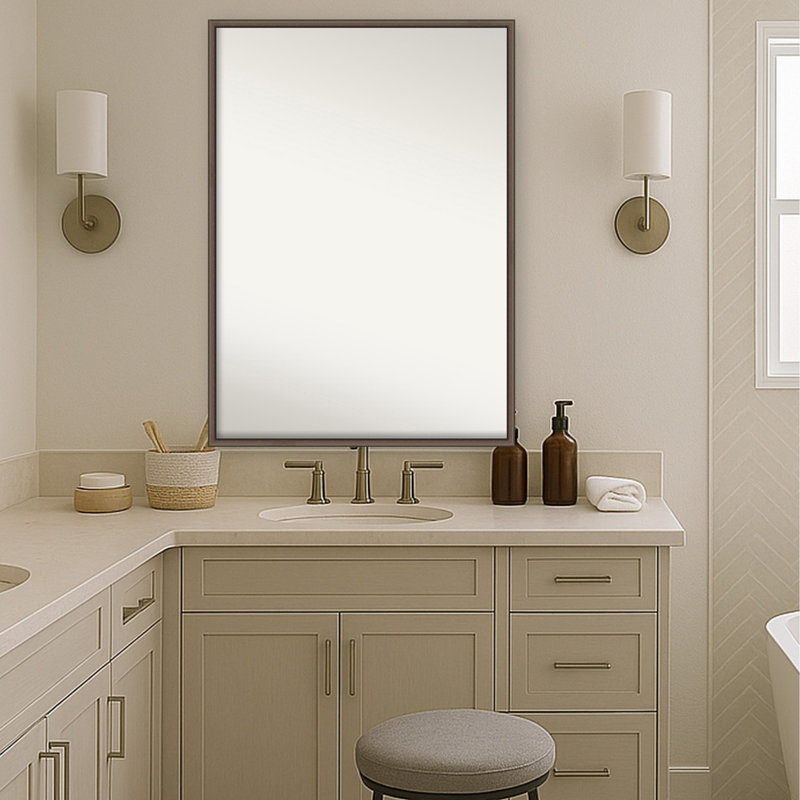 Miroir mural de salle de bain Radcliff, 39 in. W x 28 in. H, Cordelia mince bronze
