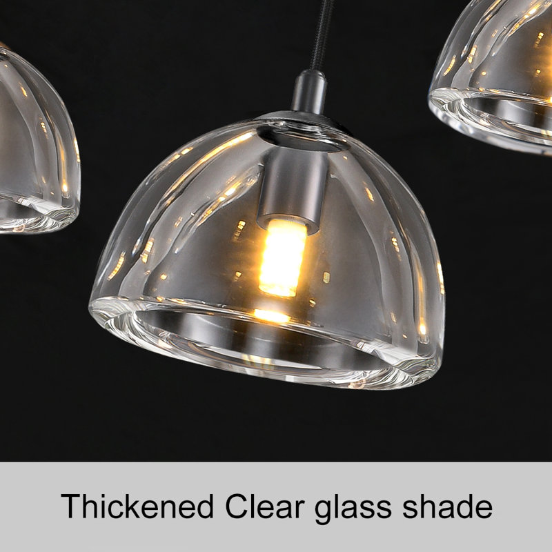 7 - Lustre rond moderne en verre à intensité variable de 34 po pour la salle à manger, Noir mat