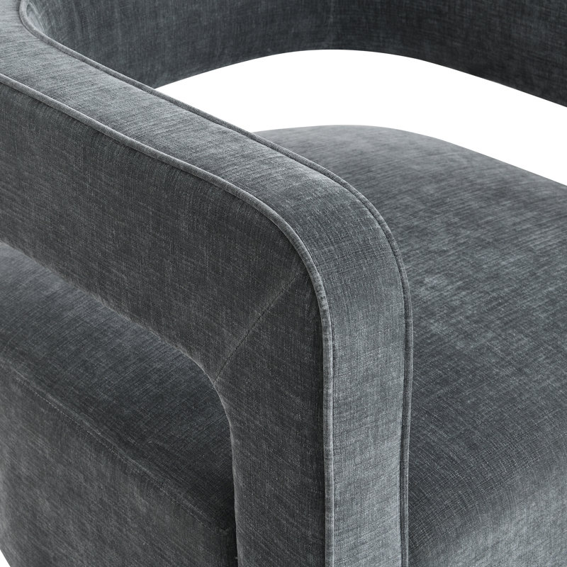 Bilyou Upholstered Swivel Barrel Chair, Charcoal Performance