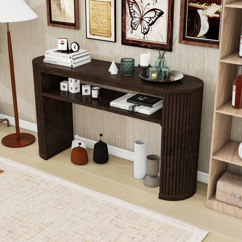 Console en bois avec tablette ouverte, Espresso