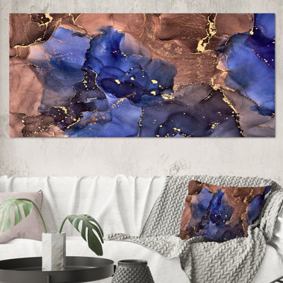 «Blue Luxury Abstract Fluid Art», reproduction d'art sur toile