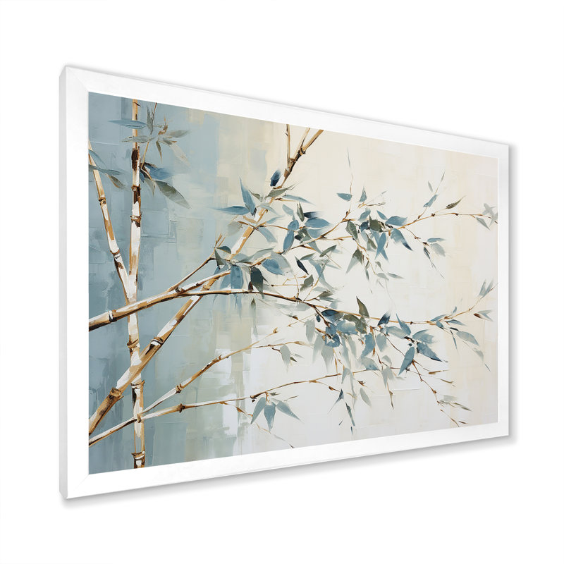 «Green Zen Moment», art sur toile de bambou, H 12 po x l 20 po x P 1 po, Cadre blanc