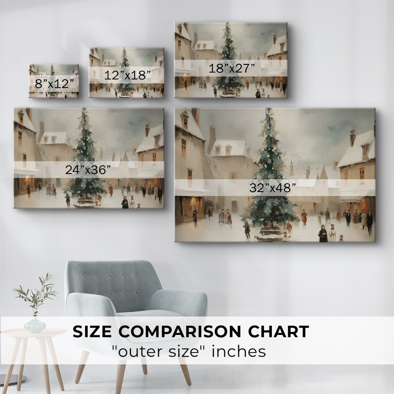Tinsel - Sapin doré à la veille - Toile tendue avec châssis de qualité supérieure, H 18 po x l 12 po