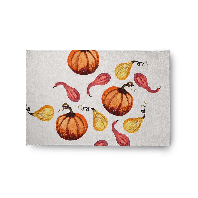 Gourds Galore Fall Design Chenille Area Rug CRH1364IV3, Rectangle 2' x 3'