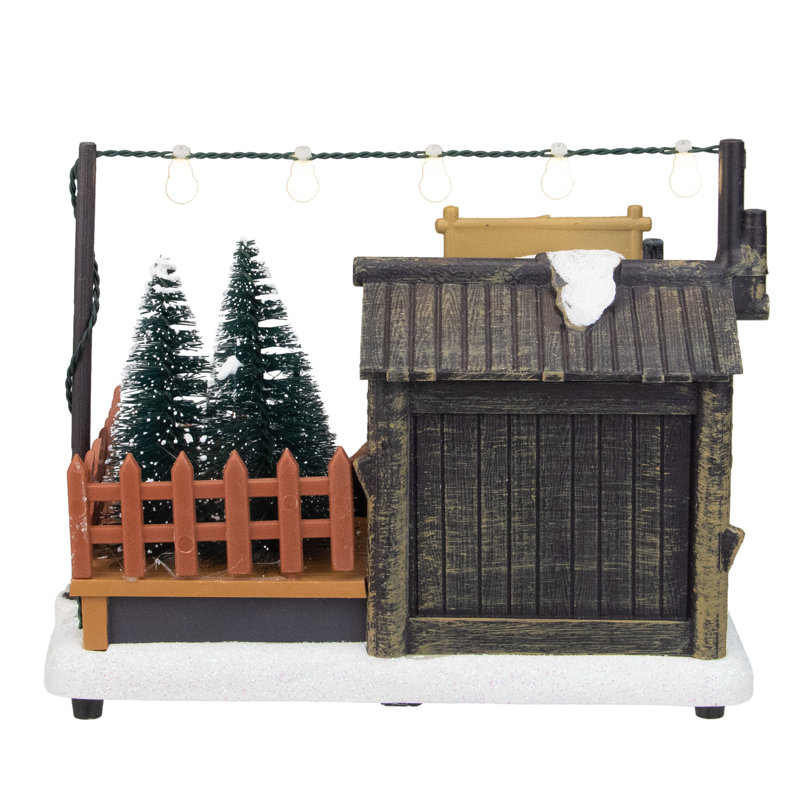 Présentoir de village de Noël illuminé à DEL 7 po