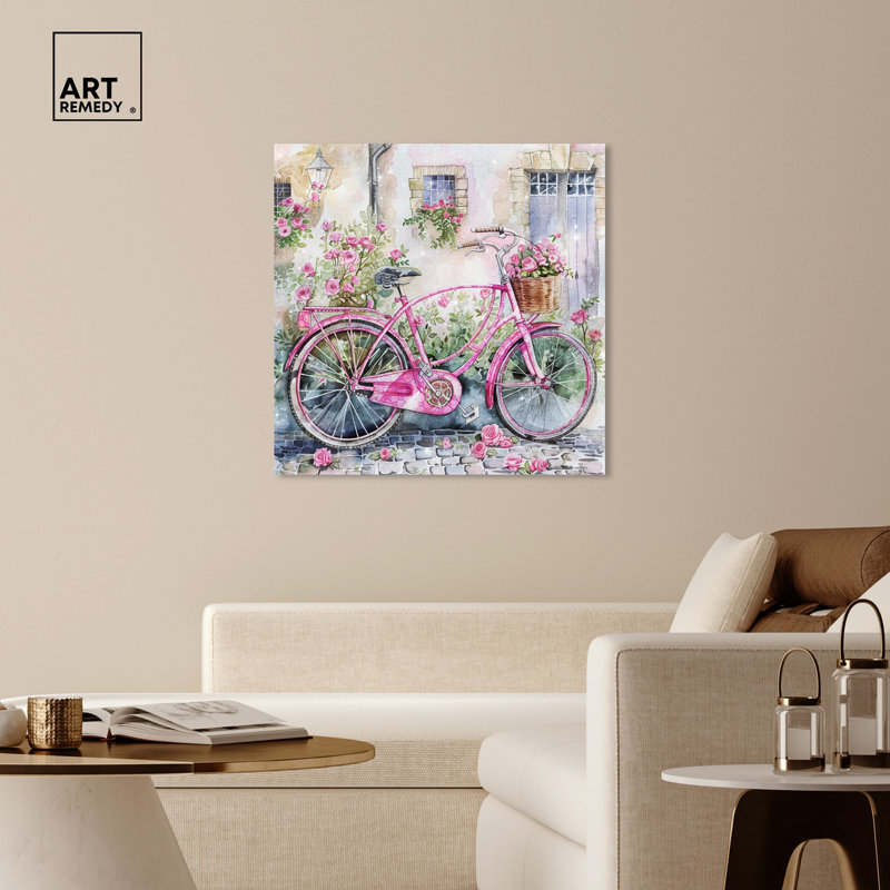 «Glam Bike Chic Farmhouse» par Art Remedy, H 40 po x l 40 po, Toile tendue