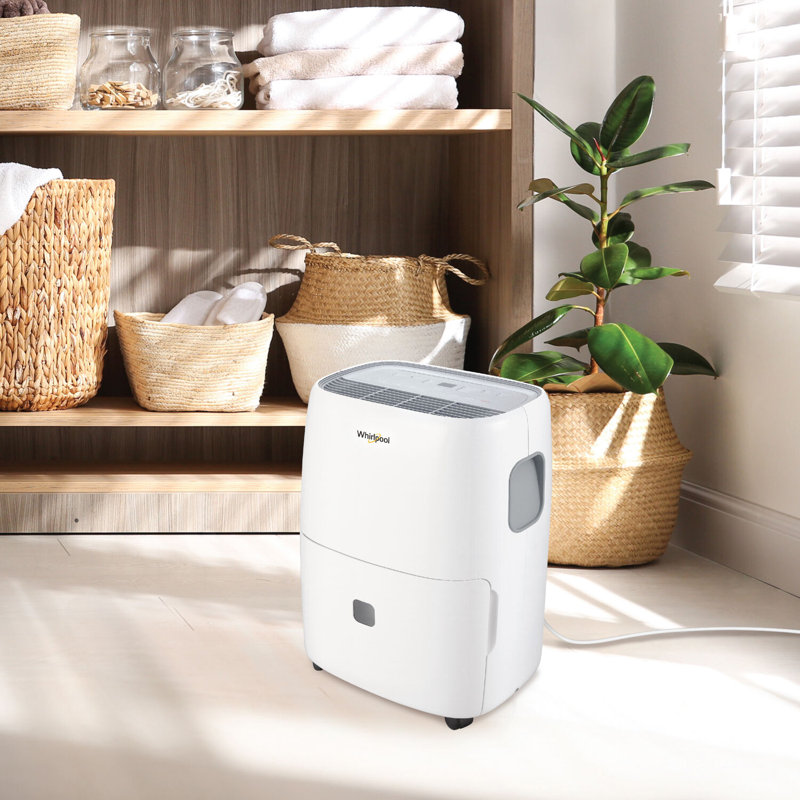 Whirlpool 50-Pint White Portable Dehumidifier with Pump