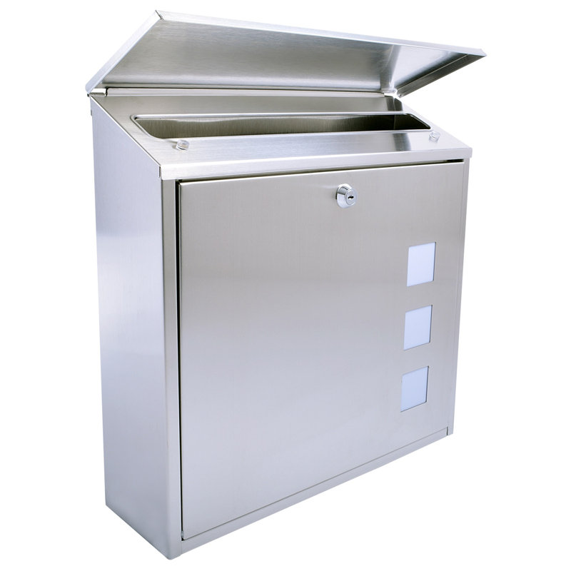 Aire Wall Mounted Galvanised Steel Lockable Weatherproof Post Box - 37x36x11cm