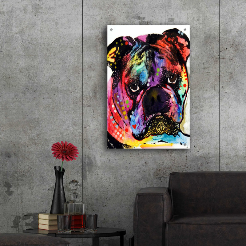 Bulldog On Plastic / Acrylic by Dean Russo Print