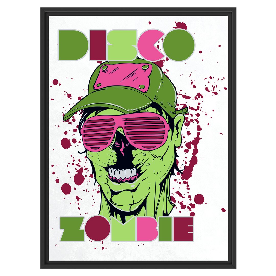 Gerahmtes Wandbild Disco Zombie white