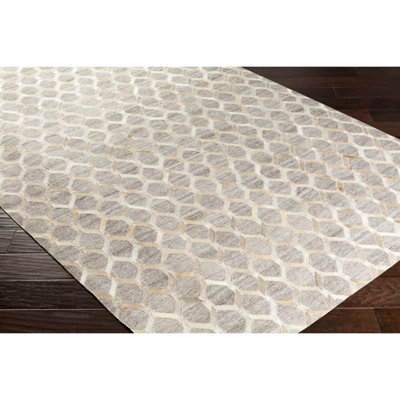 Medora Leather Area Rug in Yellow/Neutral