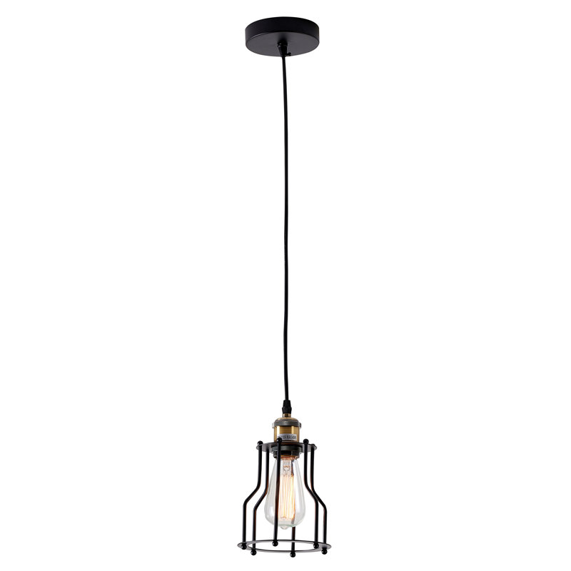 Brough Industrial 1 Light Black Cage Pendant