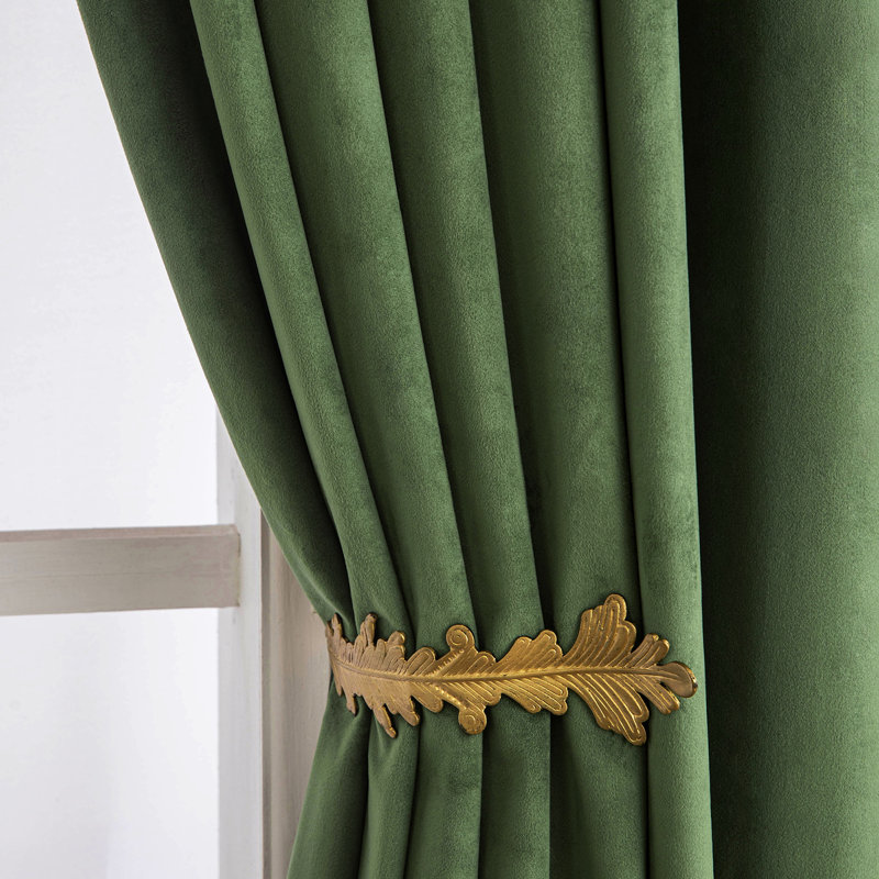 Lauier Velvet Blackout Curtain Pair, Green, 52" W x 96" L