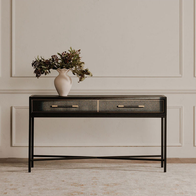 Meera 59" Console Table, Black, Black