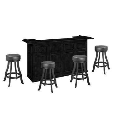 84" Dry Bar With Four Backless Barstools By RAM Game Room