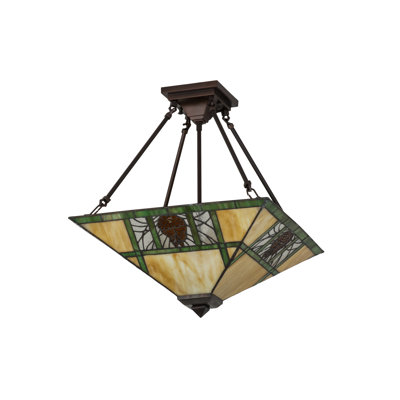 Plafonnier semi-encastré géométrique 24 po 4 lumières unique
