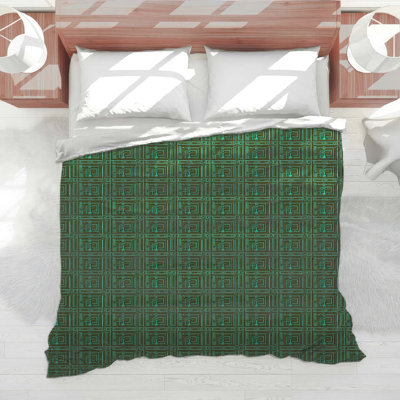 Green Geometric Squares Comforter
