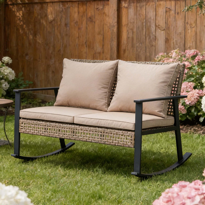 Causeuse d'extérieur en rotin, Beige