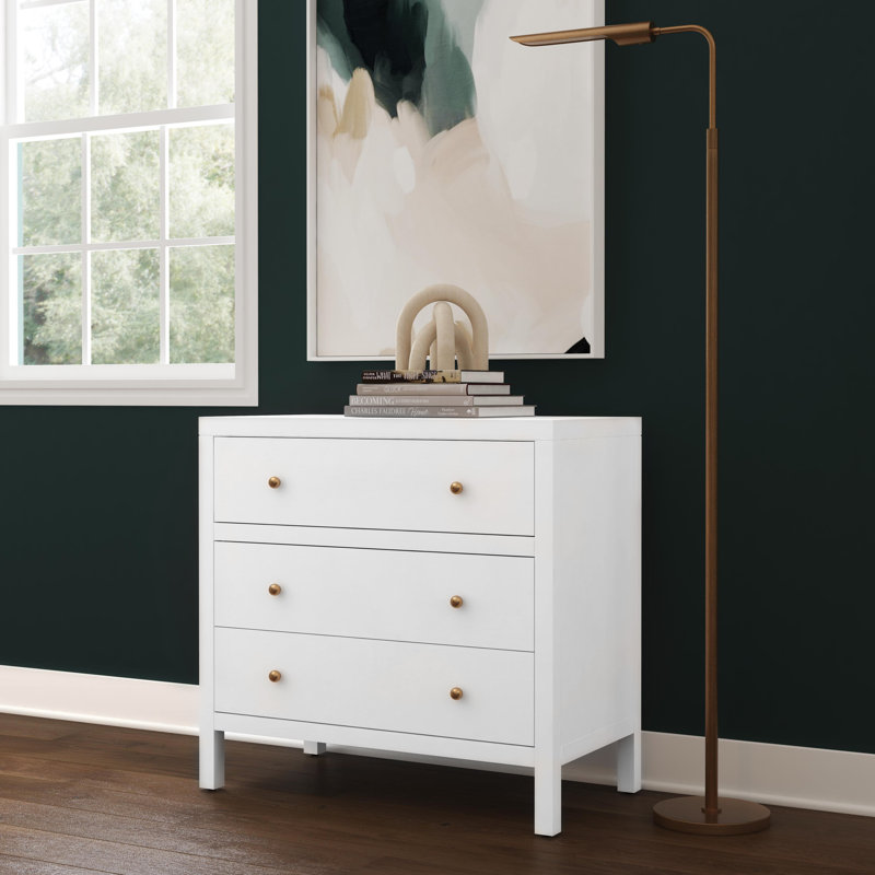 Nora 3-Drawer Chest, Textured White