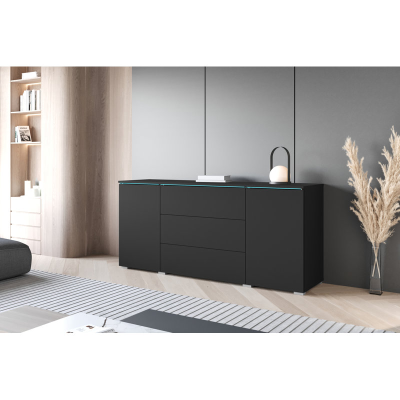 Aayran 150cm Sideboard, Black Graphite