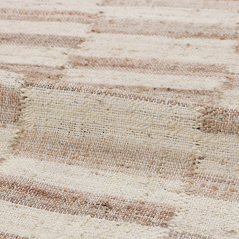 Handmade Ivory and Beige Striped Jute Runner Rug
