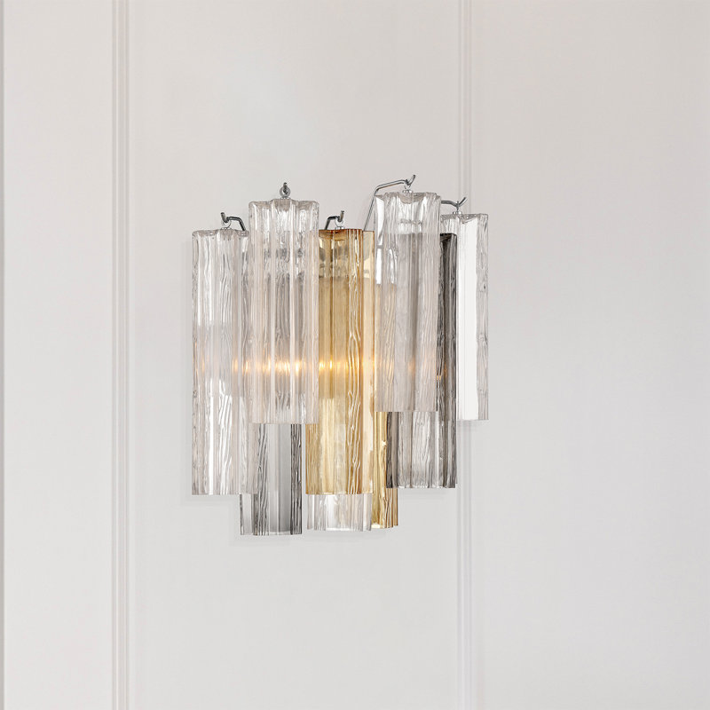 Hardman 2 Light Aged Brass Sconce, Chrome, Clear/Black/Gold
