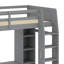 Lit mezzanine en bois avec bureau, étagères à rangement multiples, DEL et portemanteau suspendu