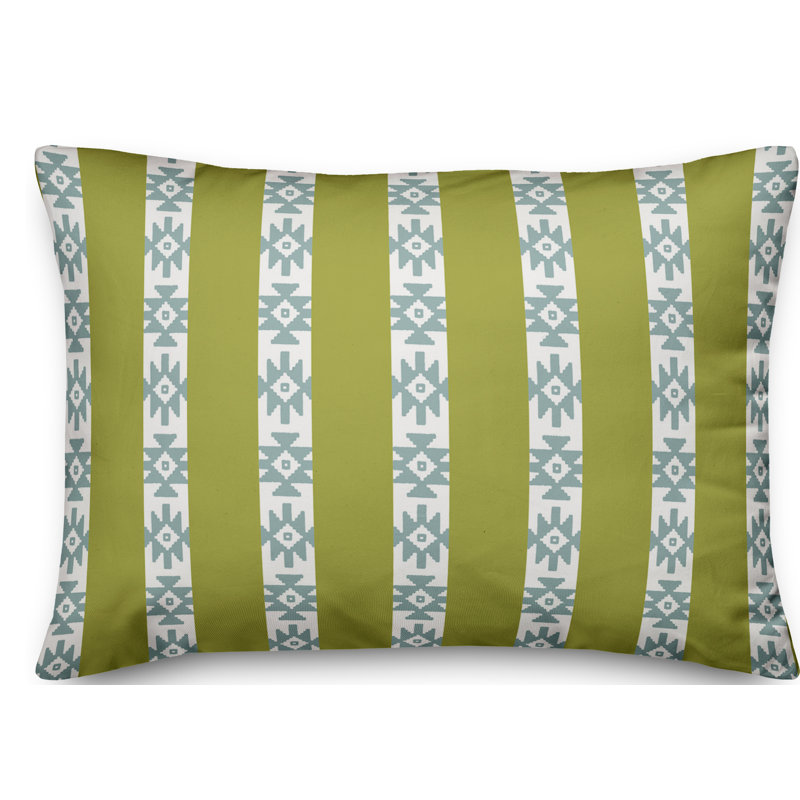 Southwestern Striped Reversible Throw Pillow, Green/Gray