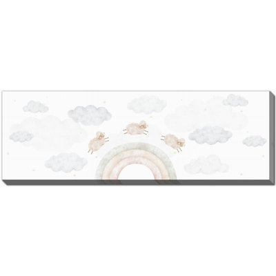 Mouton et arc-en-ciel, art mural sur toile