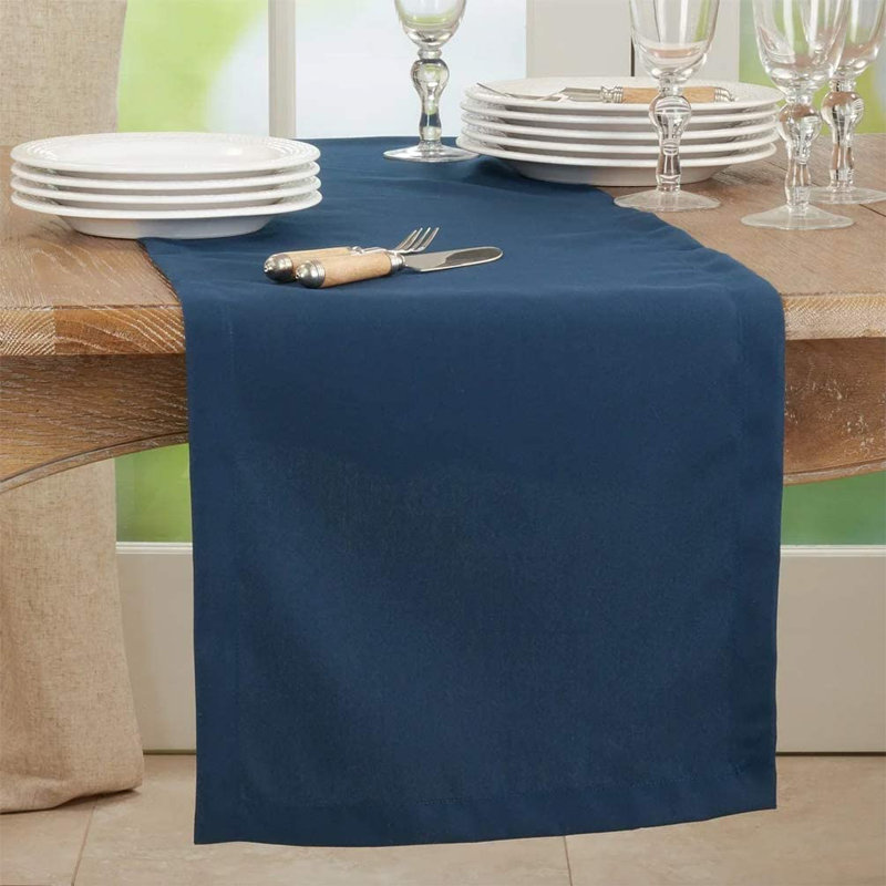Parsonsfield Machine-Washable Polyester Table Runner, 90'' x 16'', Navy Blue