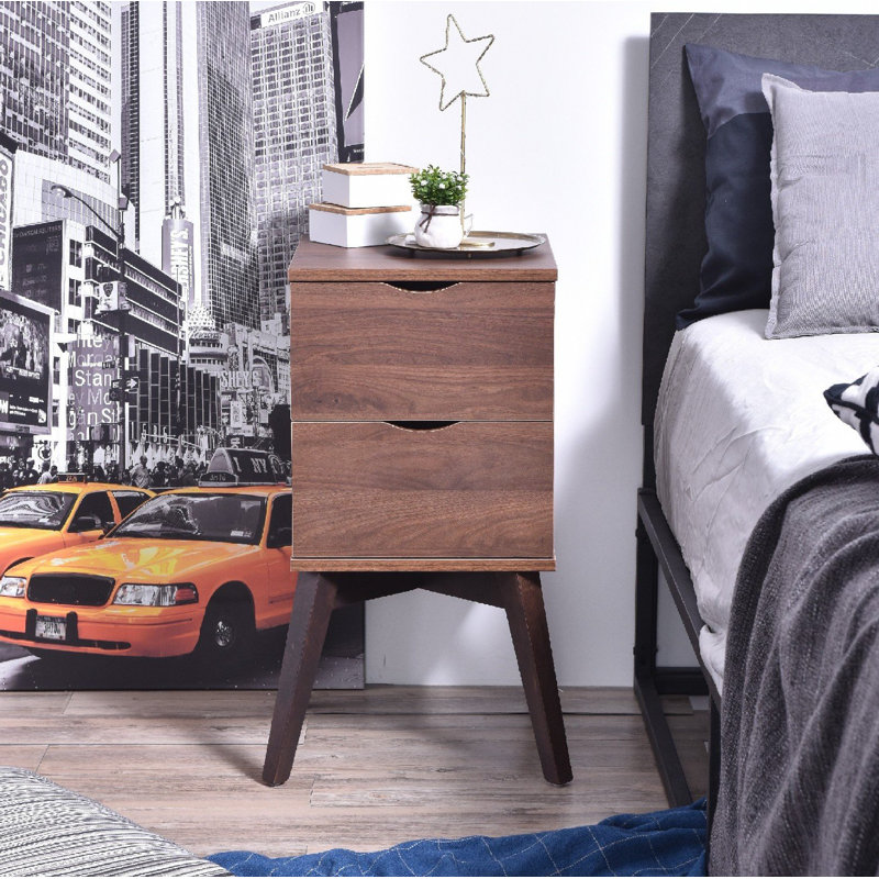 Holzwarth 35.2 cm W Bedside Table, Columbia Walnut
