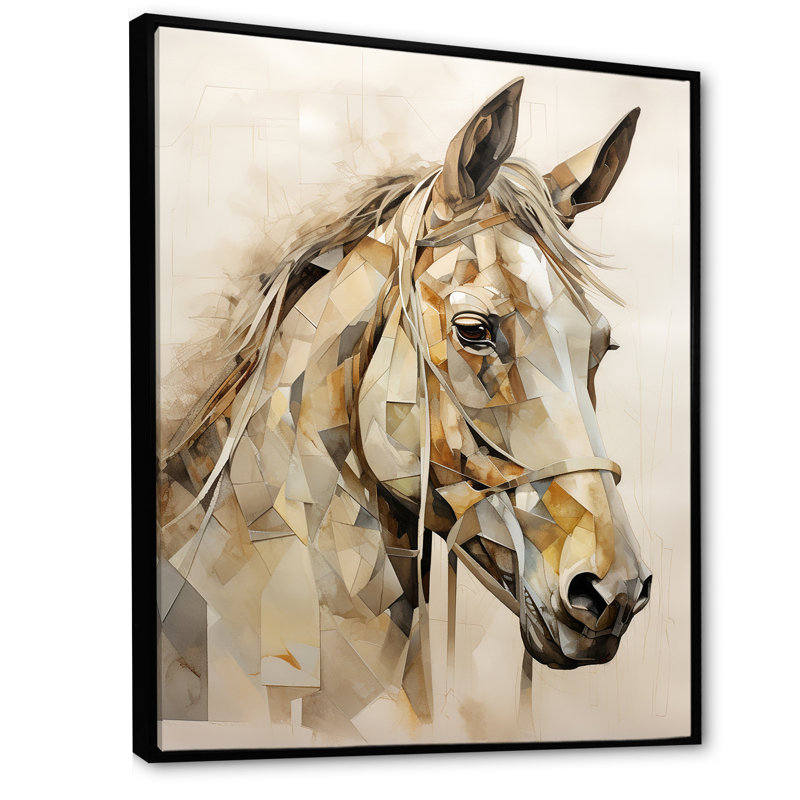 Cheval majestueux sur toile, Cadre flottant noir, H 44 po x l 34 po