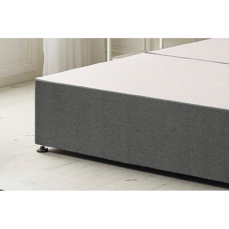Faydra Tweed Fabric Solid Top Divan Bed Frame No Headboard, Small Double (4'), Charcoal, 2 Drawers