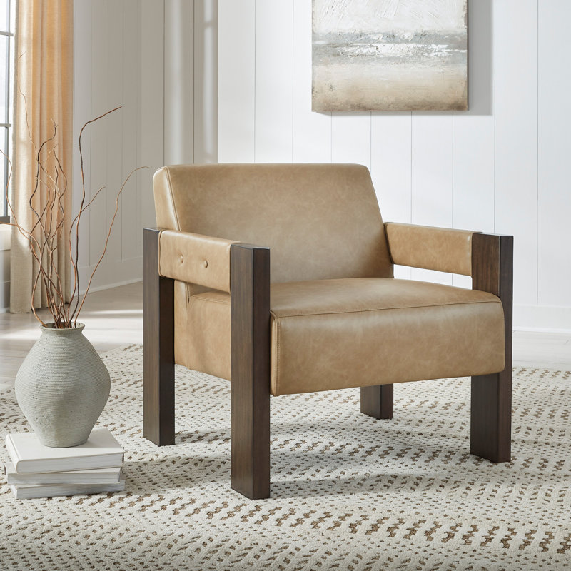 Fauteuil d'appoint Hira, Similicuir brun