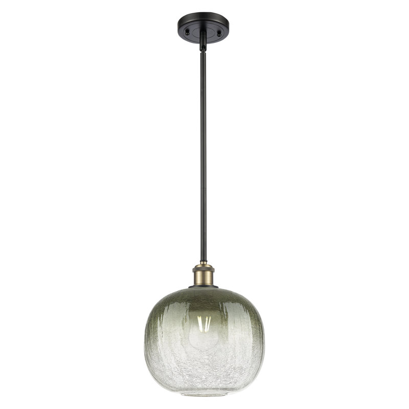 Mini luminaire suspendu à tige 1 lumière 11 "Ballha - sphère Brookhaven, Ardoise, Laiton antique noir