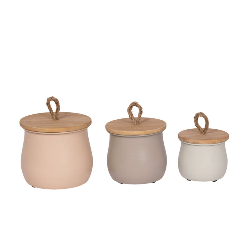 Ensemble de 3 pots en métal multicolores avec couvercles