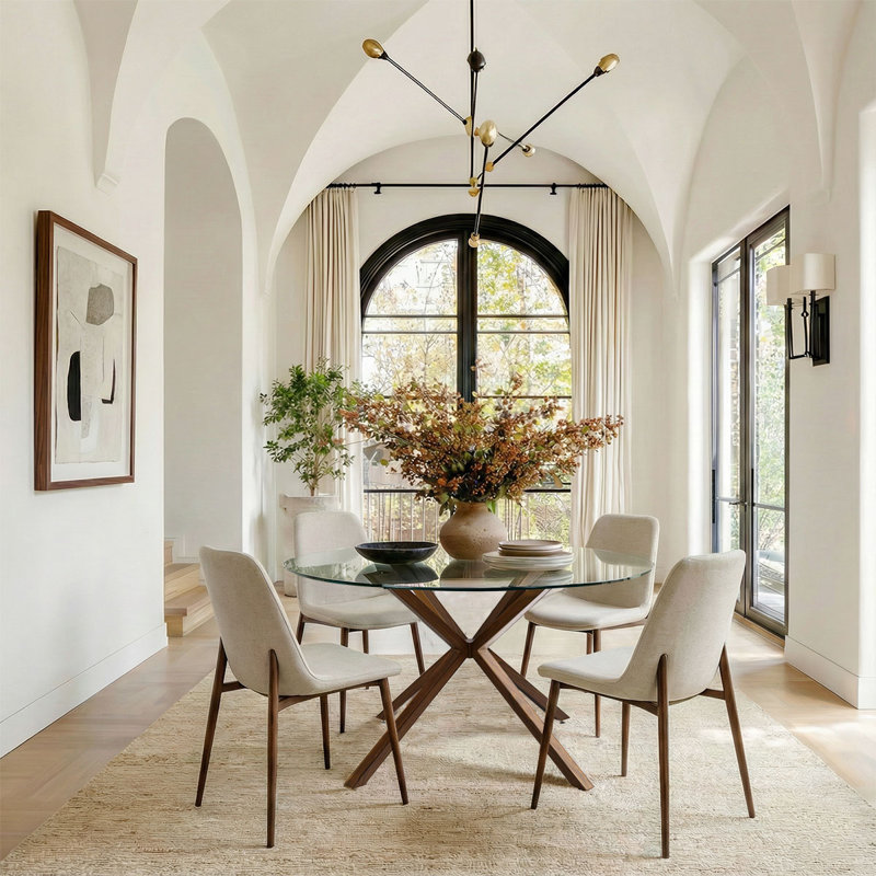 Kinnith 4 - Person Glass Top Pedestal Dining Set - Thumbnail 3