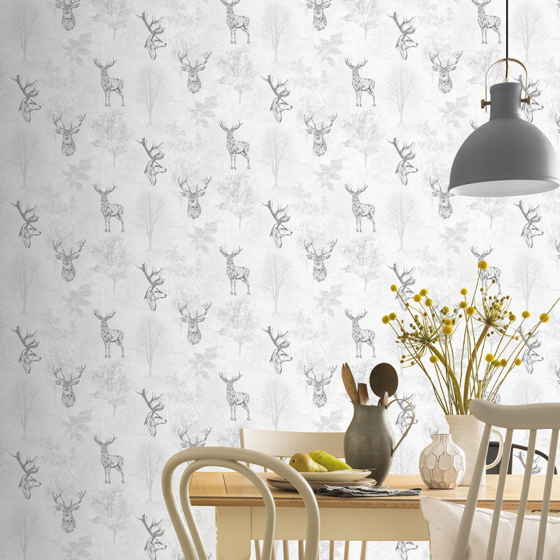 Gilbert Etched Stag Wallpaper