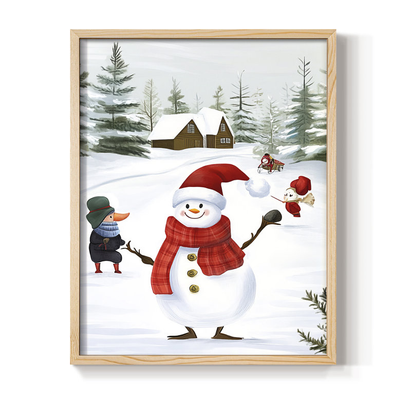 «Christmas Holiday Art CCXLV III», reproduction d'art encadrée - bois massif, Naturel, H 15 po x l 12 po