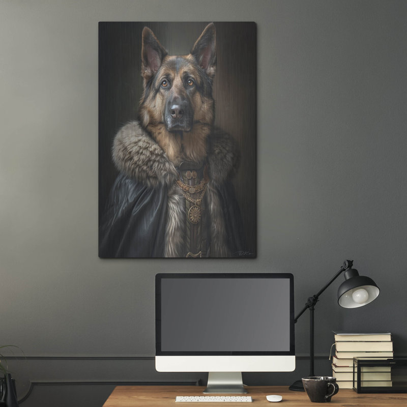 Art mural en métal Trinx «Portrait Noble German Shepherd» par Momart, H 36 po x l 24 po
