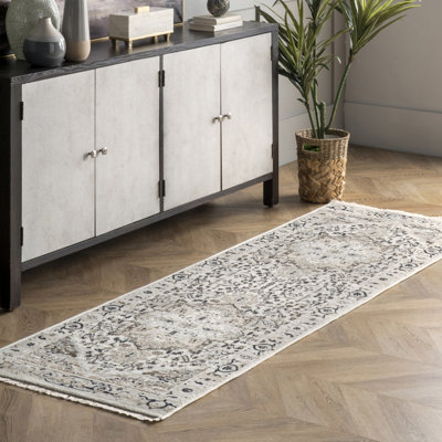 Uriegas Performance Medallion Fringed Beige/Gray/Brown Rug