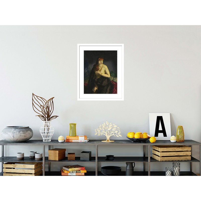 «Nude with Red Hair» par George Bellows - impression giclée encadrée, H 29,5 po x l 22,73 po