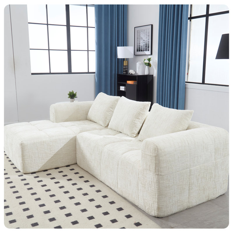 Canapé modulaire 2 pièces Boneless, Chenille beige
