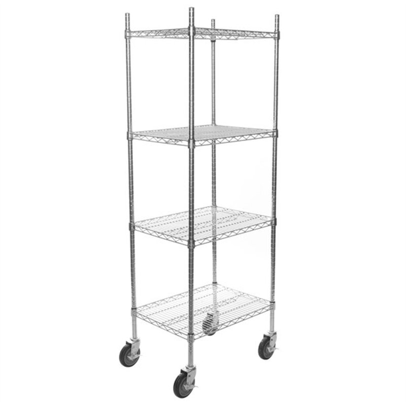 Étagère en métal avec roulettes Mirmande, H 70 po x l 24 po x P 18 po, Chrome